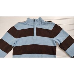 Sonoma Kids‎ Striped Quarter Zip Boys Sweater Light Blue Brown Size 7/8